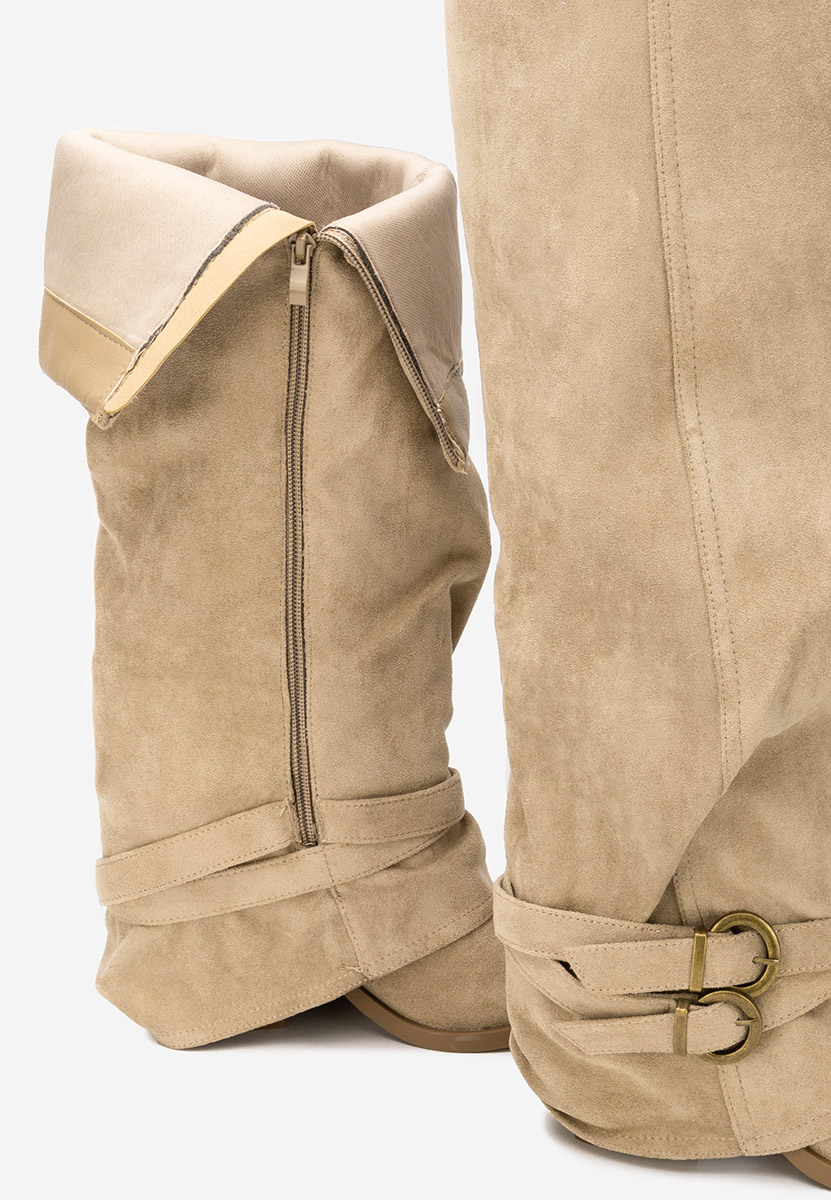 Vencilie khaki hosszú szárú magassarkú csizma 