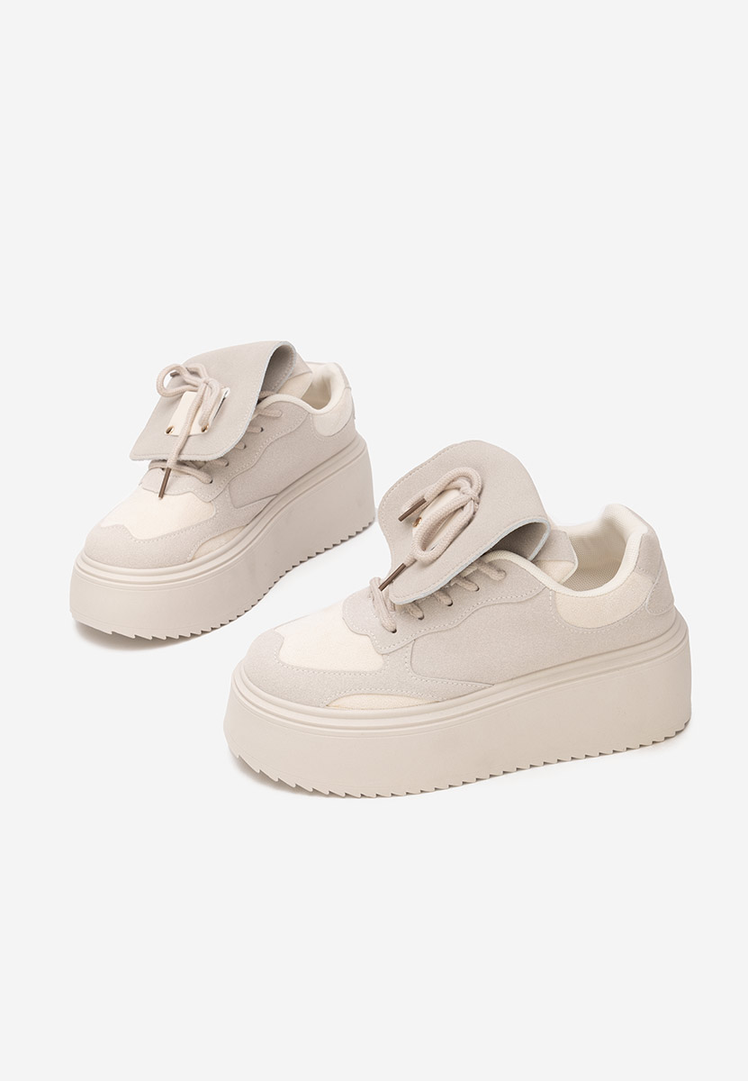 Oliveia bézs telitalpú platform sneaker