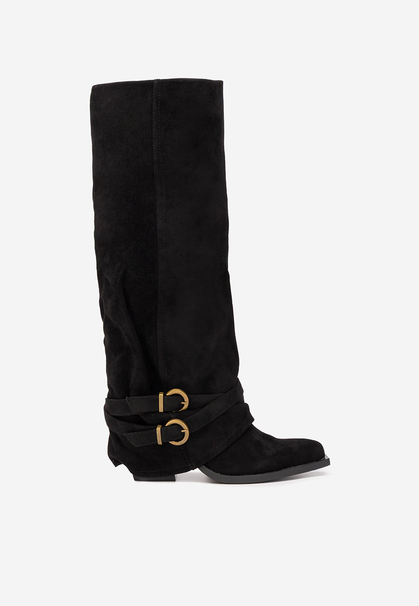 Vencilie fekete hosszú szárú magassarkú csizma 