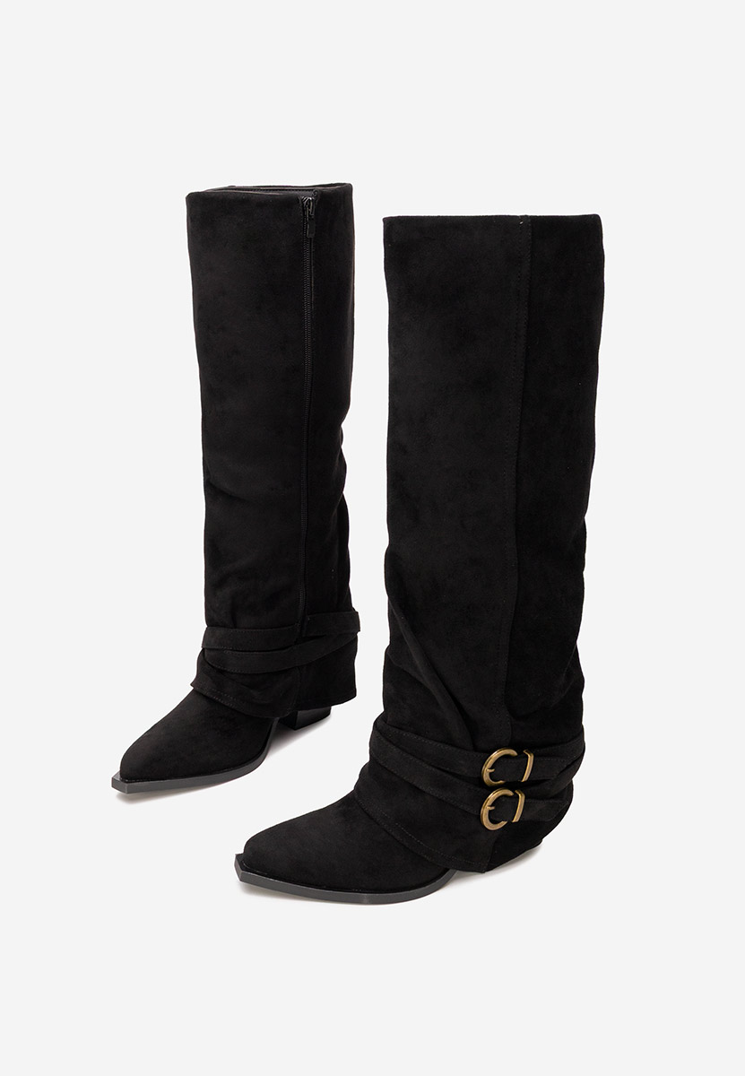 Vencilie fekete hosszú szárú magassarkú csizma 