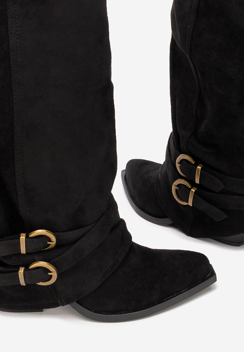 Vencilie fekete hosszú szárú magassarkú csizma 