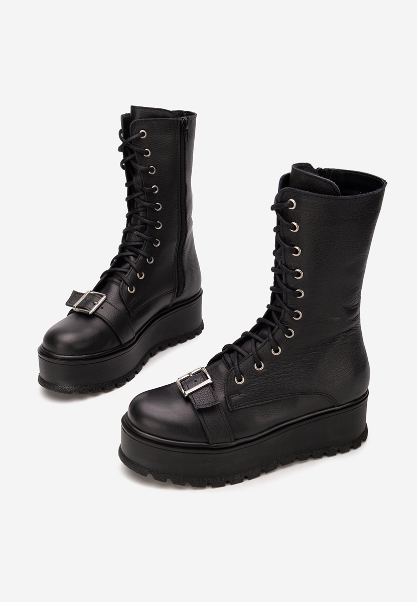 Soniela fekete női bőr bokacsizma Soniela fekete női bőr bokacsizma