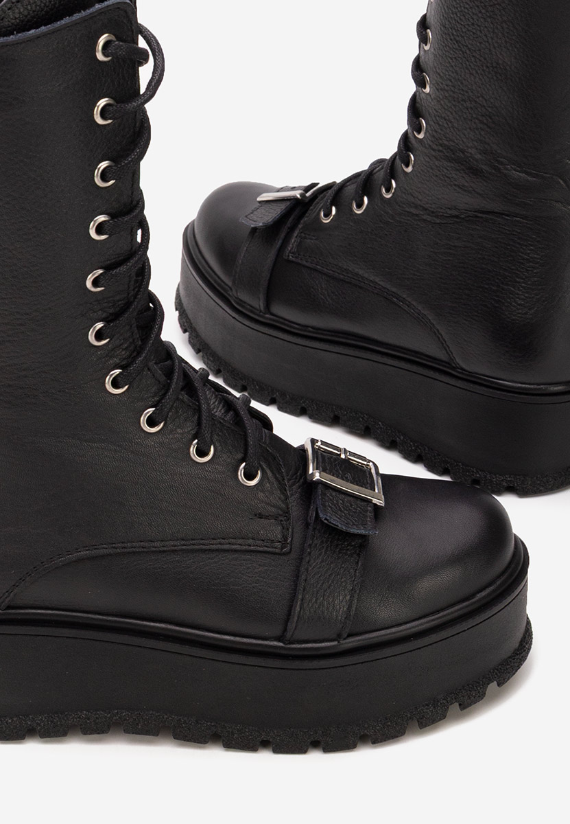 Soniela fekete női bőr bokacsizma Soniela fekete női bőr bokacsizma