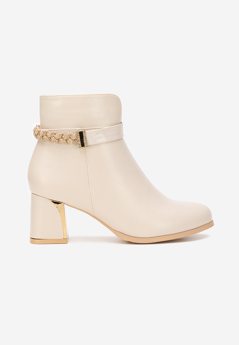 Delivora bézs bokacipő vastag sarokkal