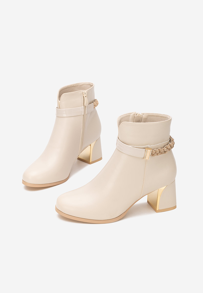 Delivora bézs bokacipő vastag sarokkal