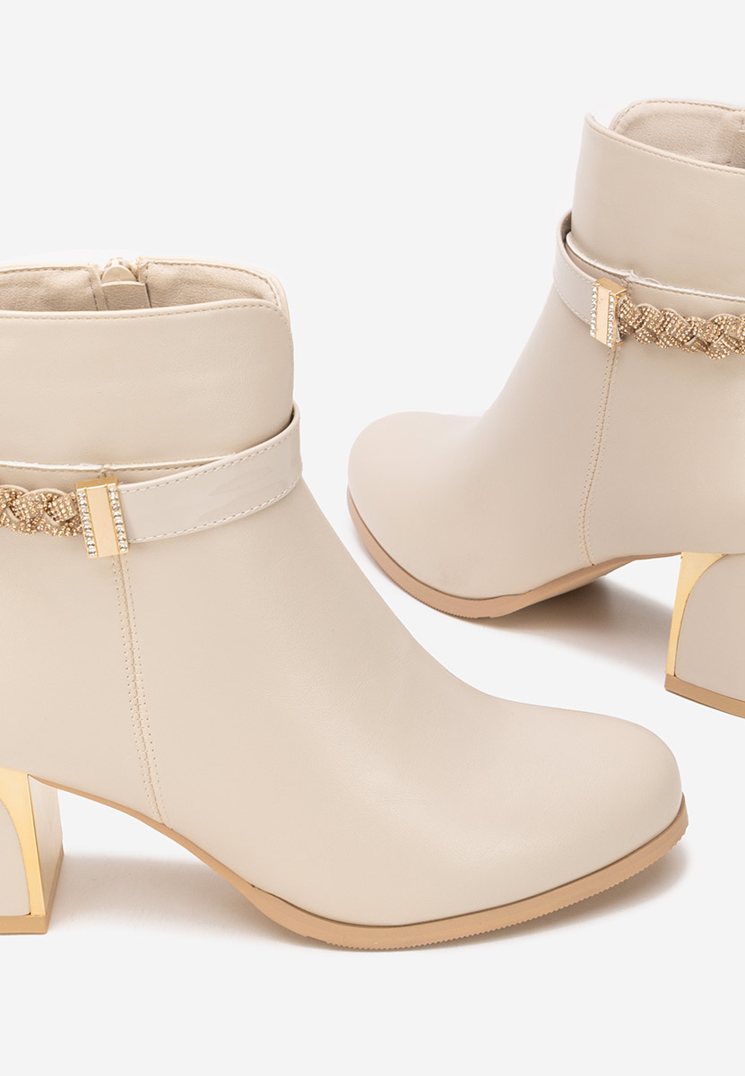 Delivora bézs bokacipő vastag sarokkal