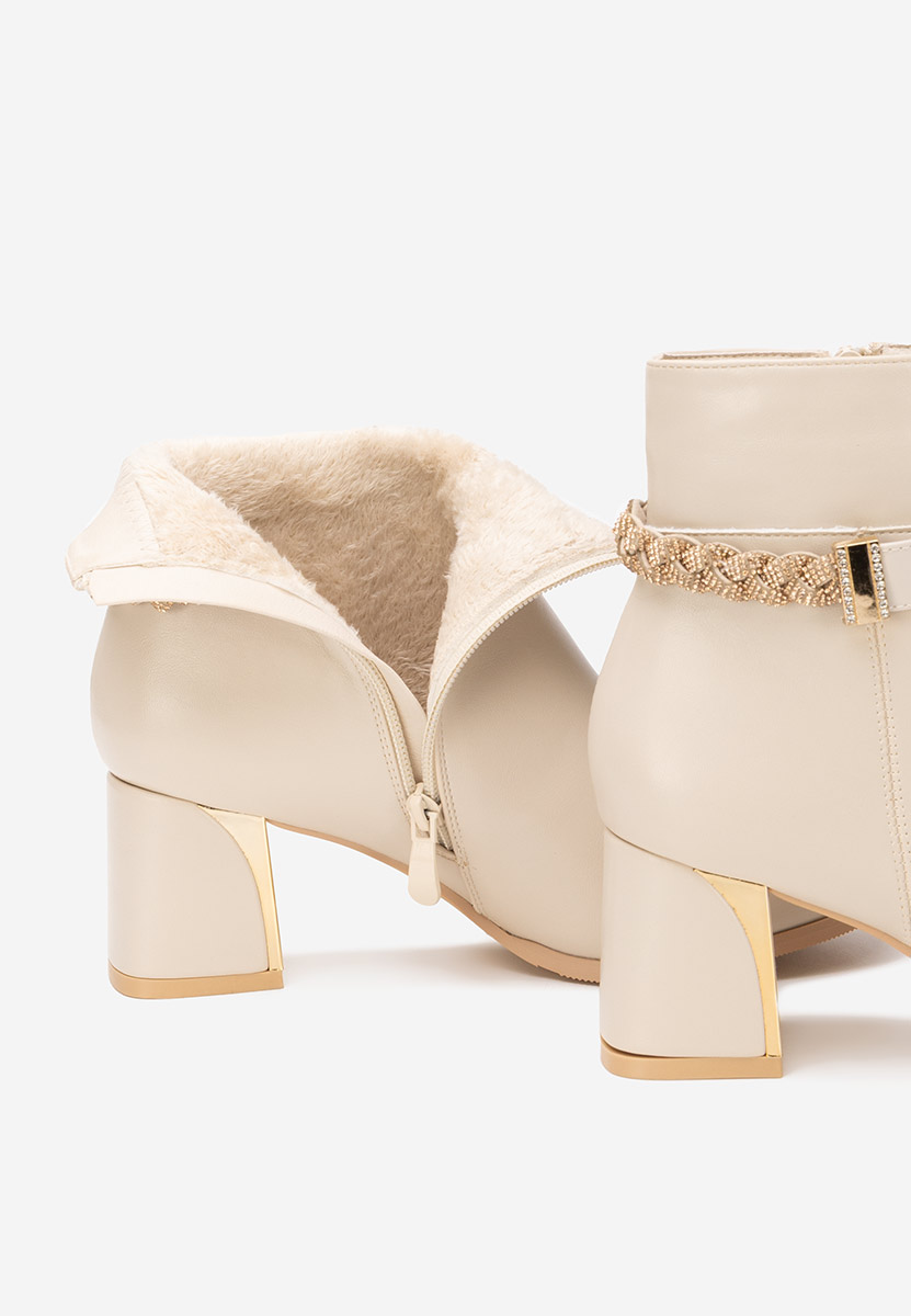Delivora bézs bokacipő vastag sarokkal