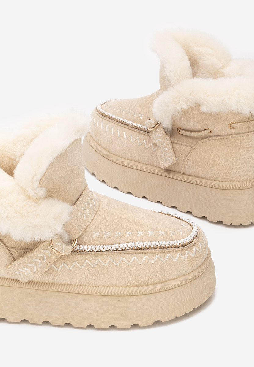 Tavoria bézs női téli bokacsizma