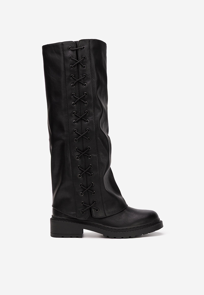 Nadina fekete térd feletti csizma 