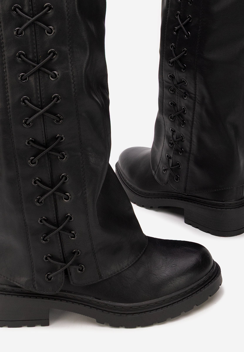 Nadina fekete térd feletti csizma 