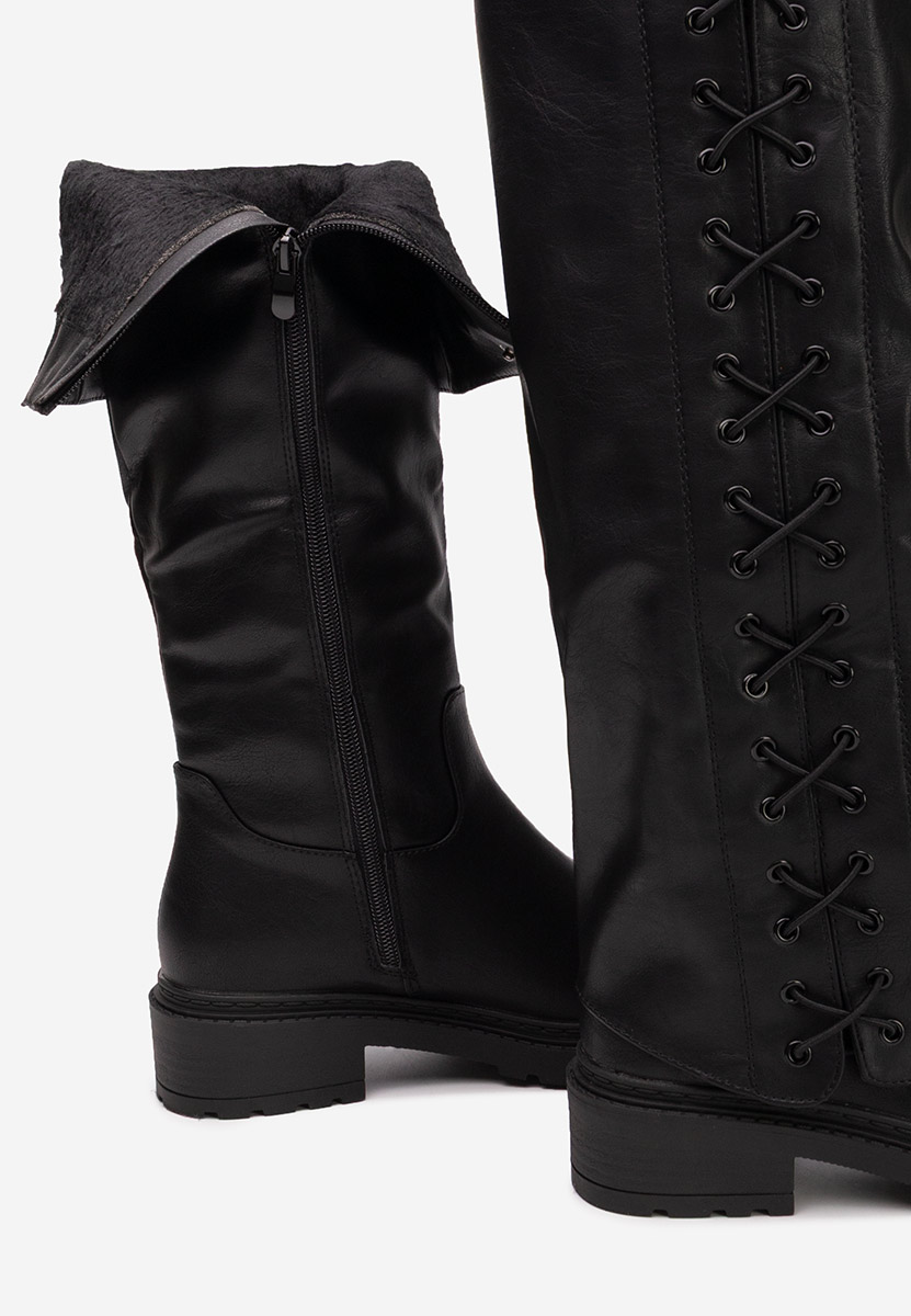 Nadina fekete térd feletti csizma 