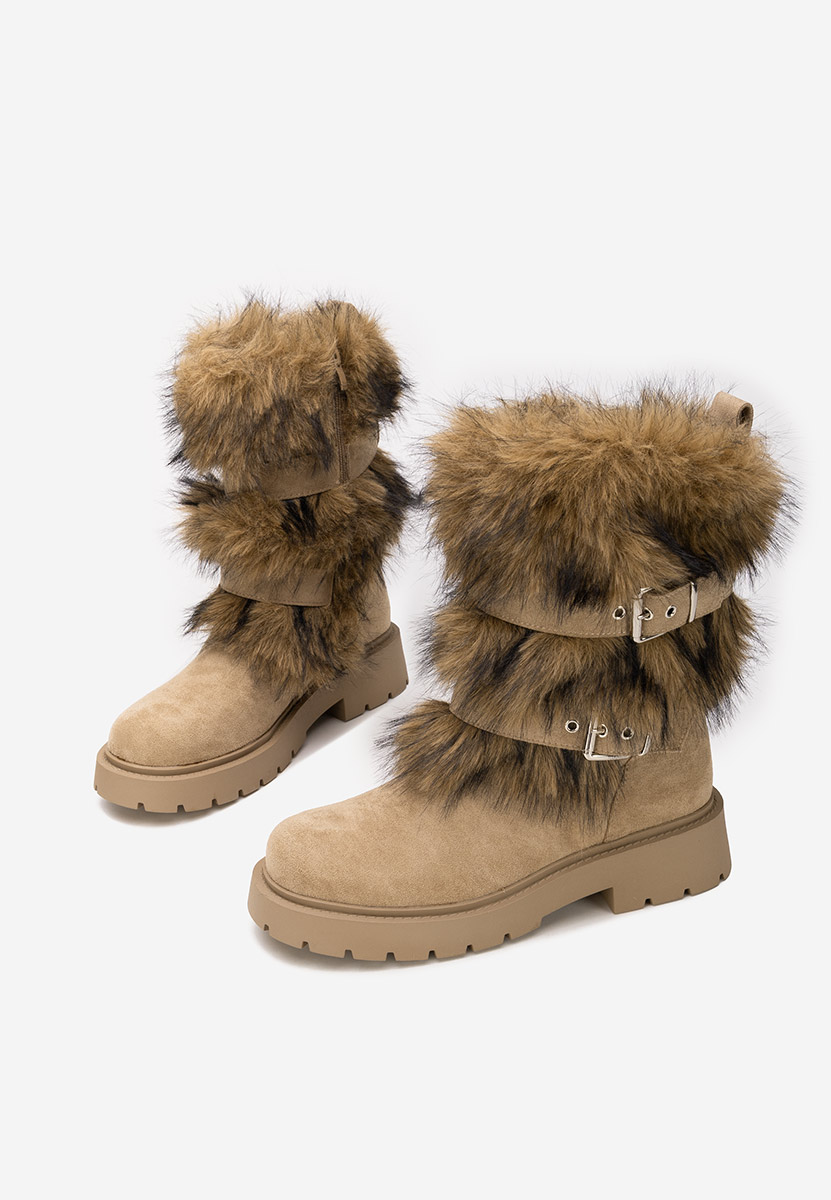 Nelisia khaki meleg női csizma 