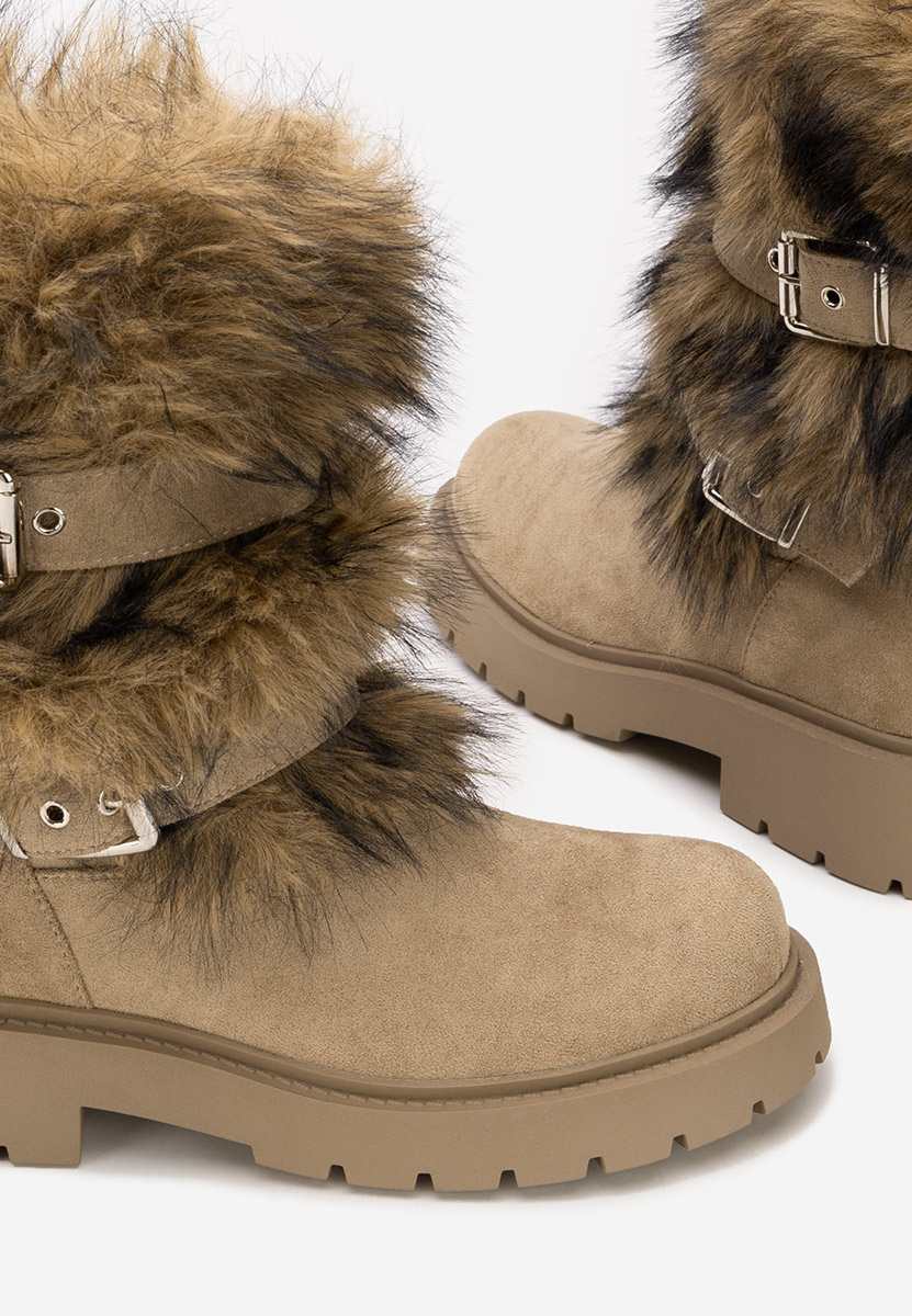 Nelisia khaki meleg női csizma 