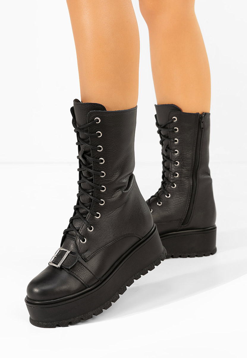 Soniela fekete női bőr bokacsizma Soniela fekete női bőr bokacsizma