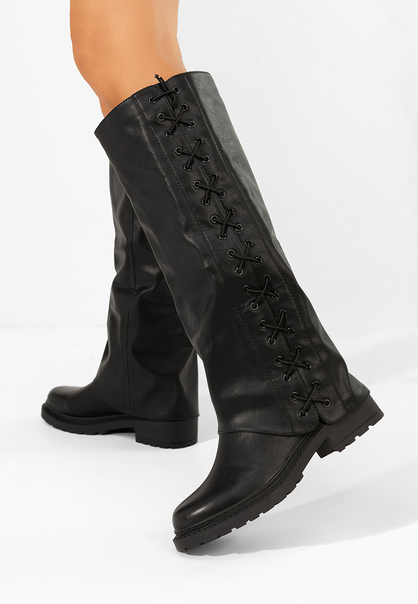 Nadina fekete térd feletti csizma 