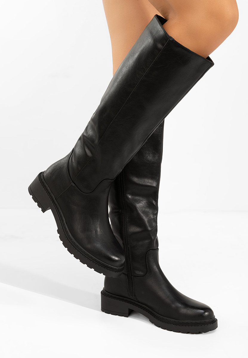 Nadina fekete térd feletti csizma 