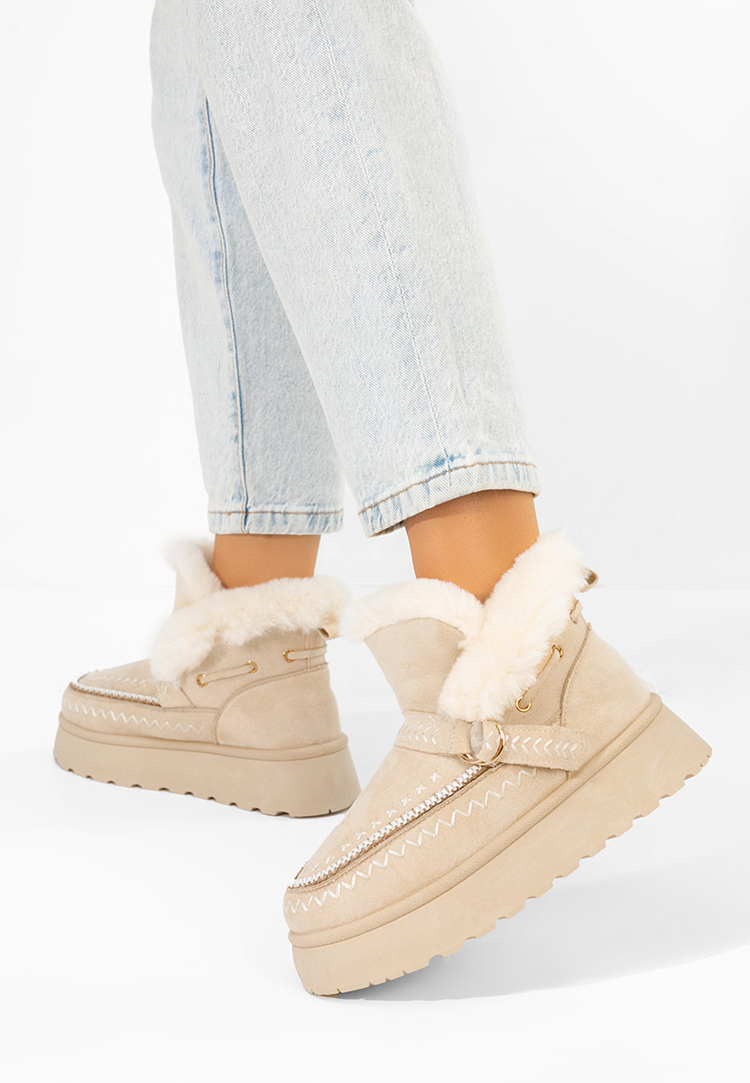 Tavoria bézs női téli bokacsizma