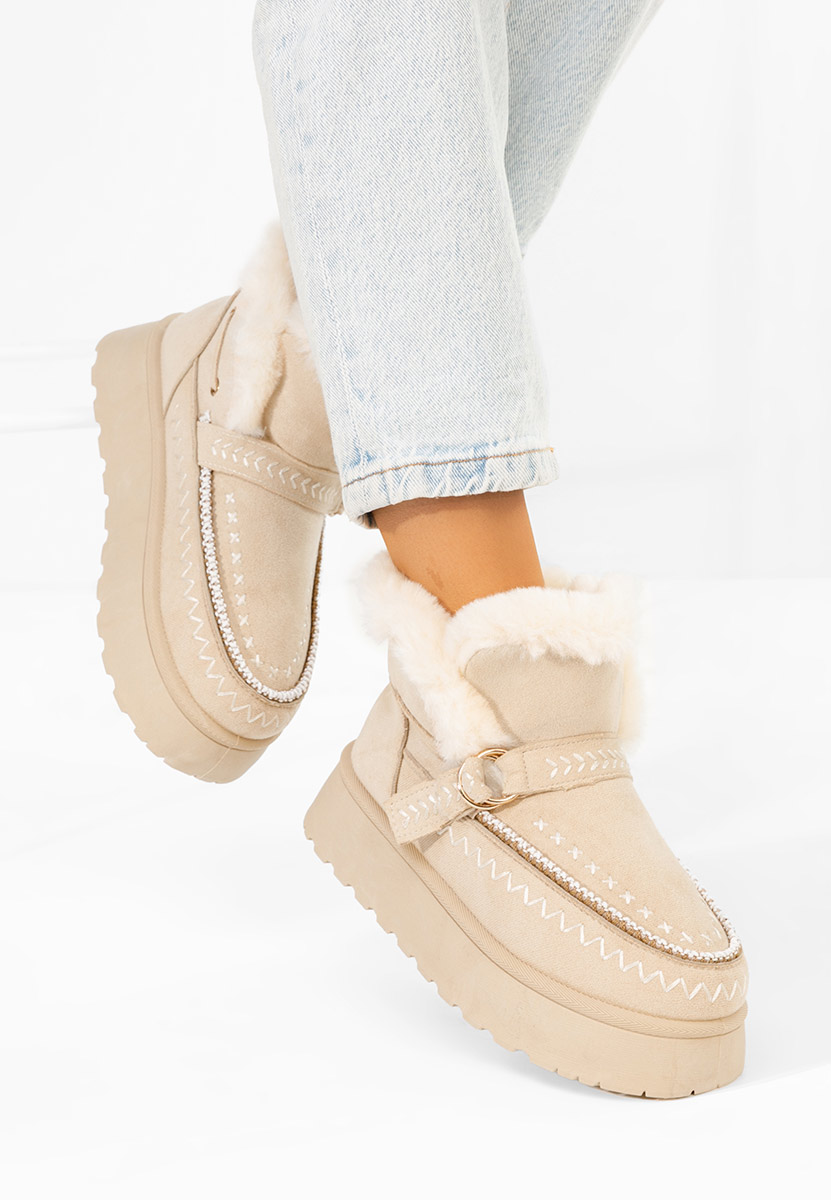 Tavoria bézs női téli bokacsizma