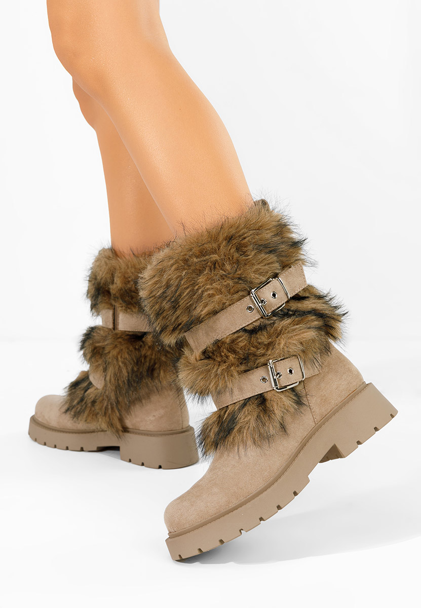 Nelisia khaki meleg női csizma 