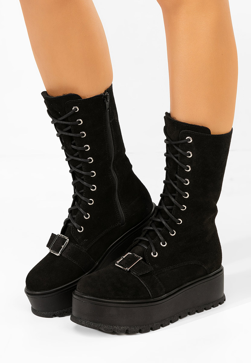 Sorelia v2 fekete női bőr bokacsizma