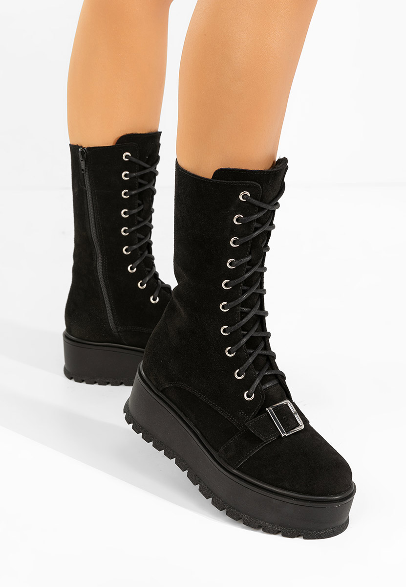 Sorelia v2 fekete női bőr bokacsizma