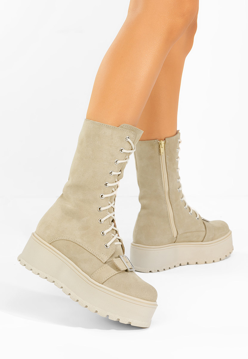 Sorelia bézs női bőr bokacsizma