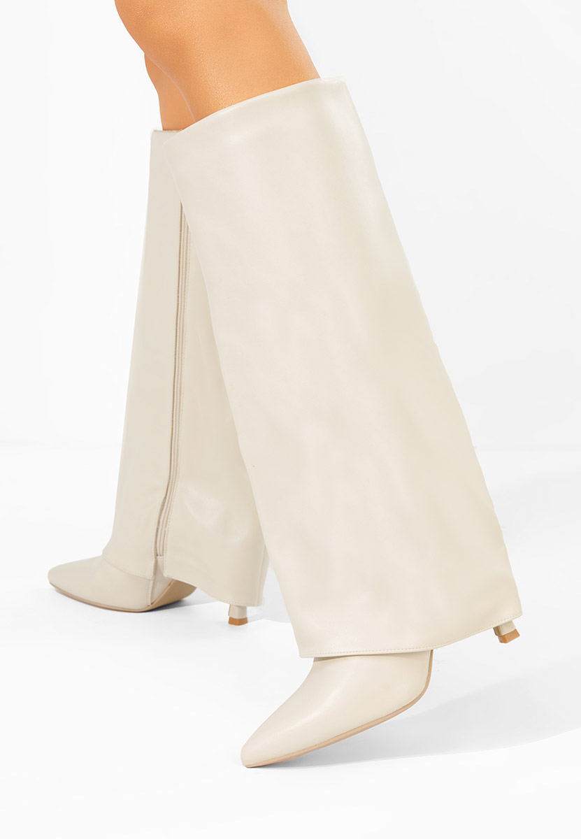 Brynora bézs tűsarkú csizma