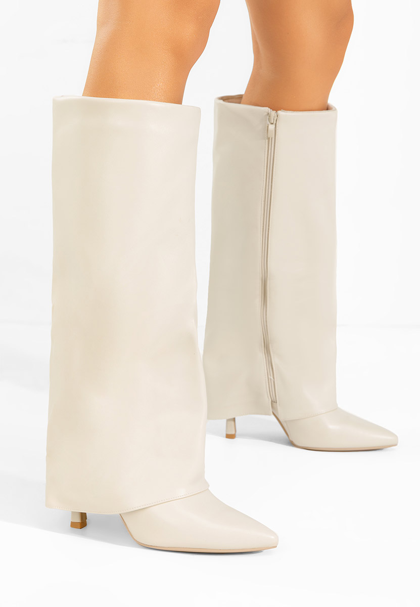 Brynora bézs tűsarkú csizma