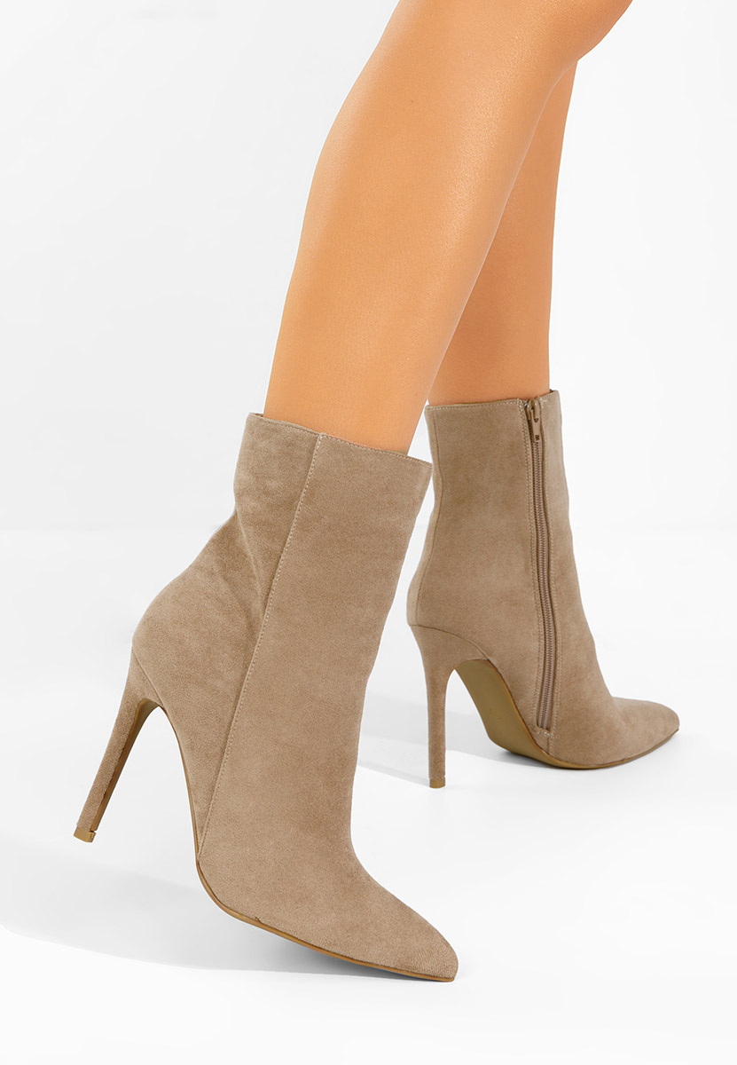 Cendria khaki tűsarkú bokacipő