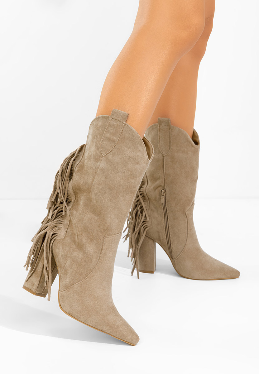 Aurina khaki cowboy csizma női 