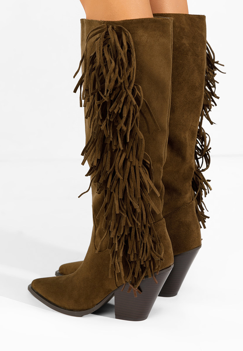 Brania camel magassarkú csizma