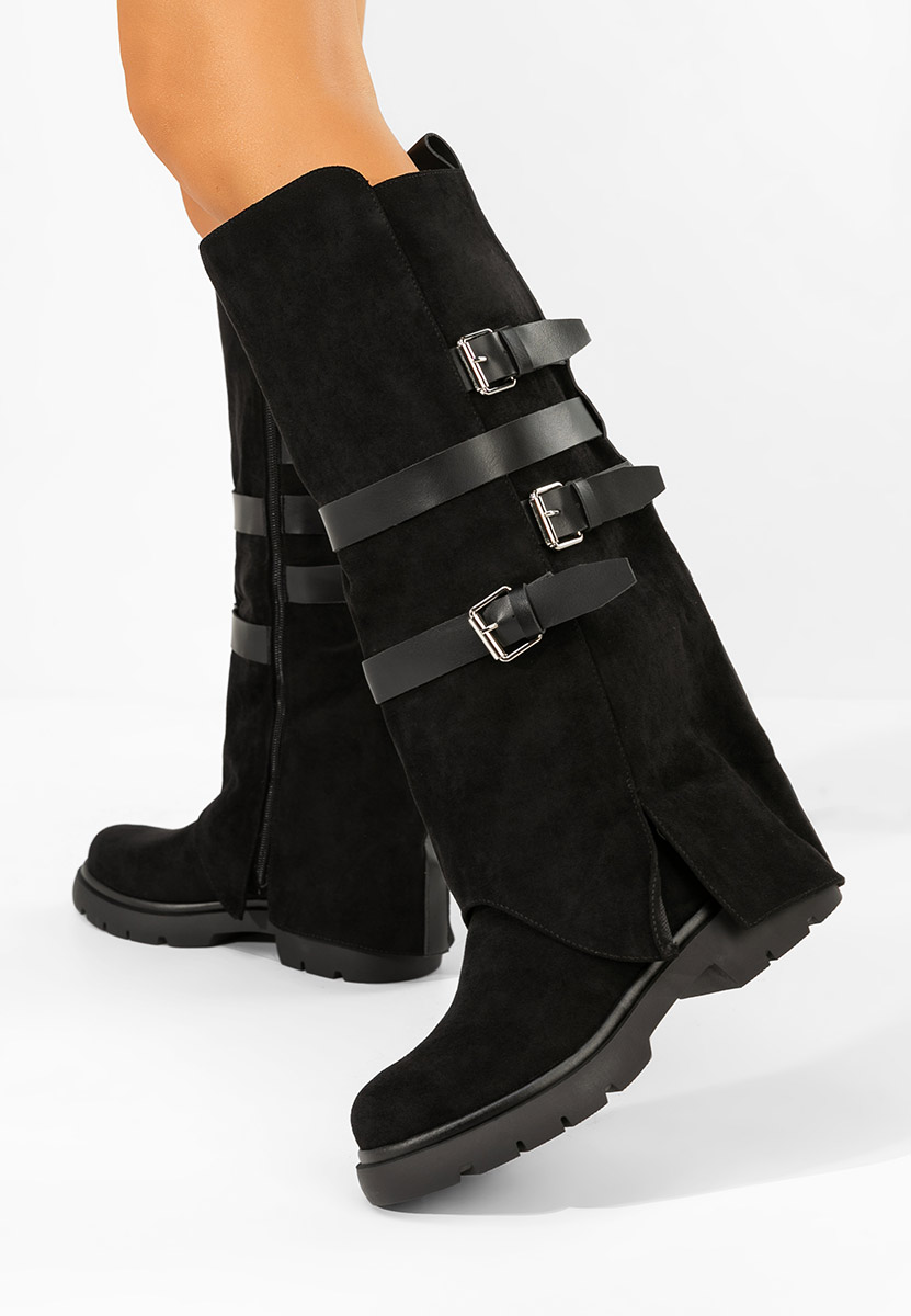 Rovira fekete lapos talpú csizma 