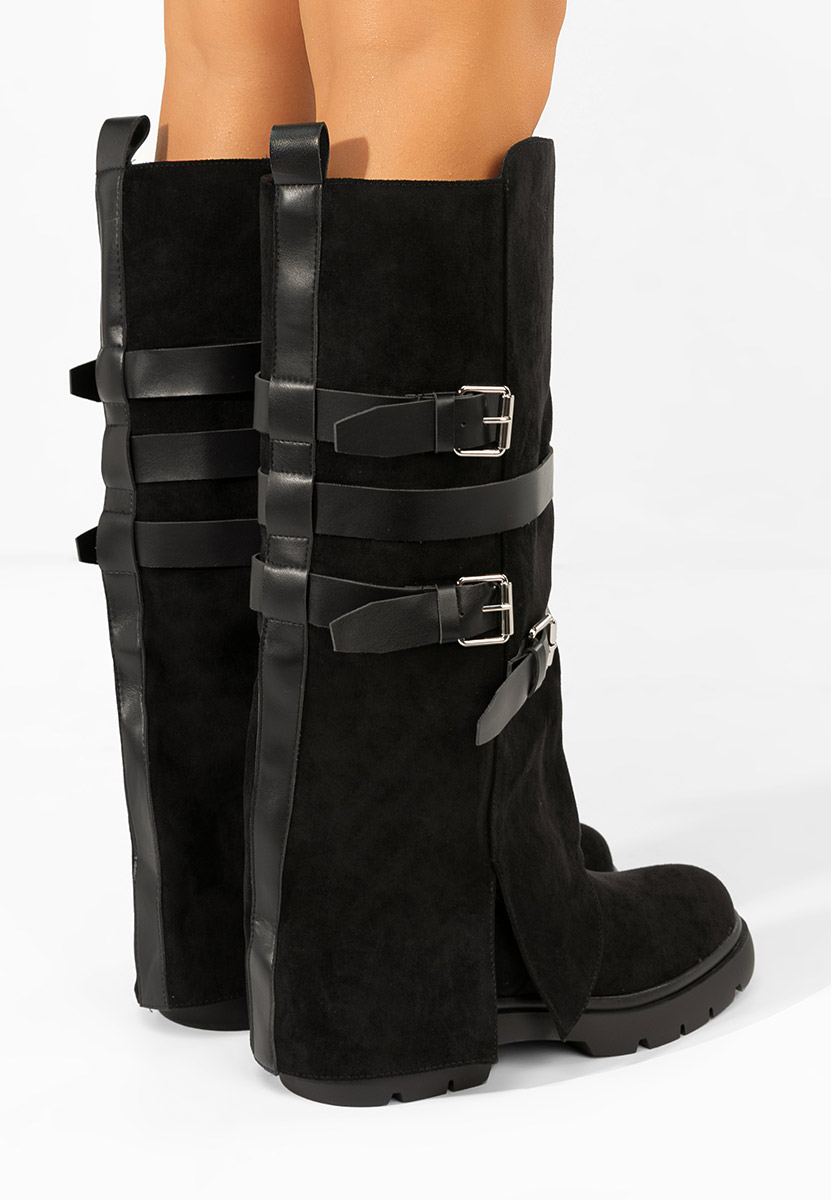 Rovira fekete lapos talpú csizma 