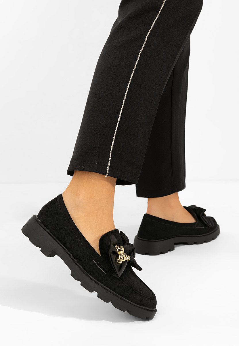 Desana fekete női telitalpú mokaszin