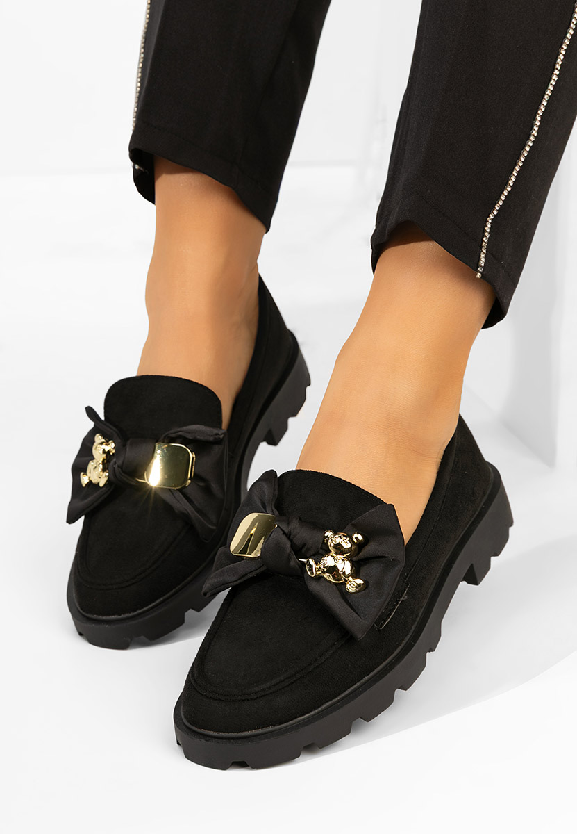 Desana fekete női telitalpú mokaszin