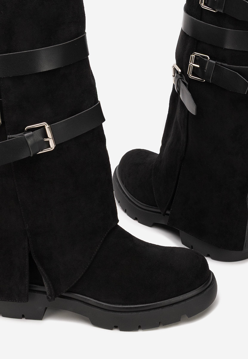 Rovira fekete lapos talpú csizma 