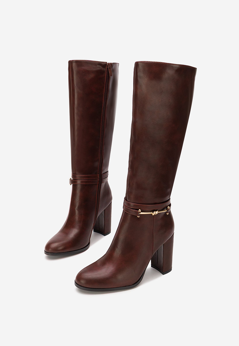 Dresara borvörös magassarkú csizma