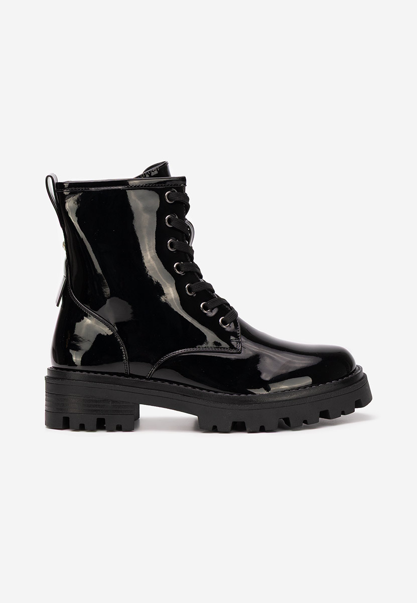 Maxine fekete női lakk bakancs 