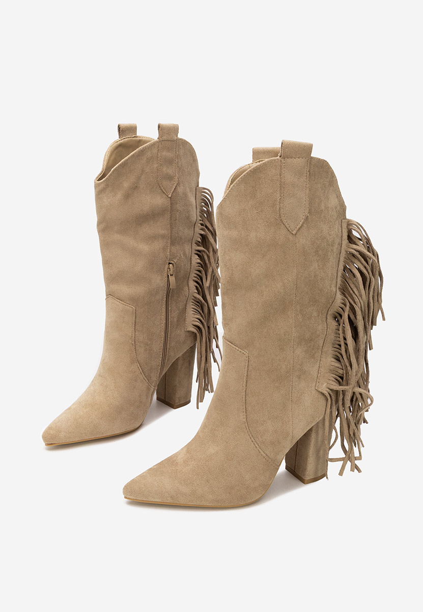 Aurina khaki cowboy csizma női 