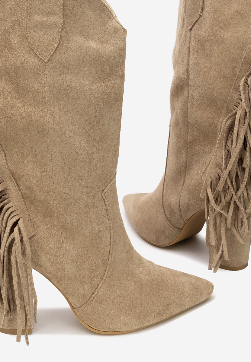 Aurina khaki cowboy csizma női 