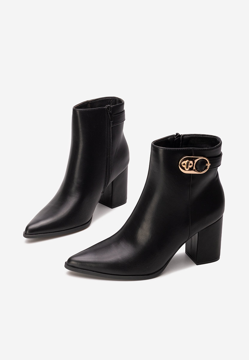 Rovina fekete bokacipő vastag sarokkal