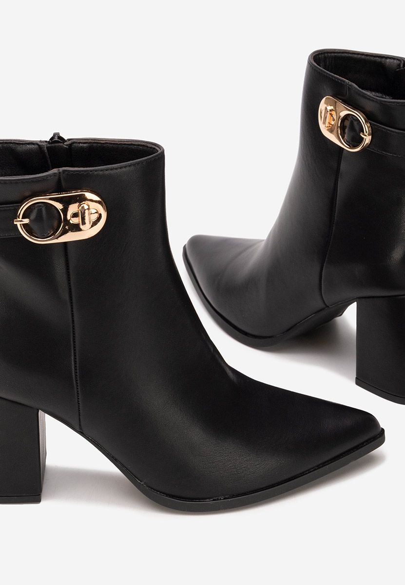 Rovina fekete bokacipő vastag sarokkal