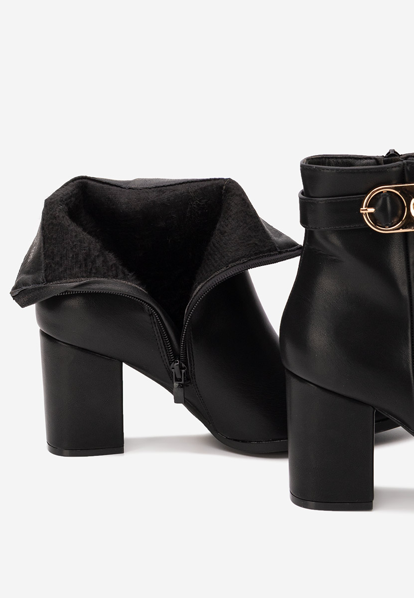 Rovina fekete bokacipő vastag sarokkal