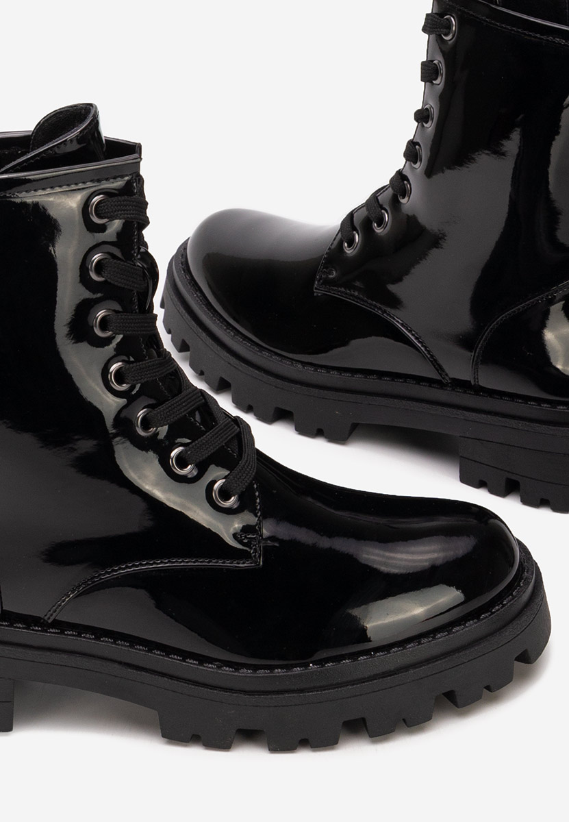 Maxine fekete női lakk bakancs 