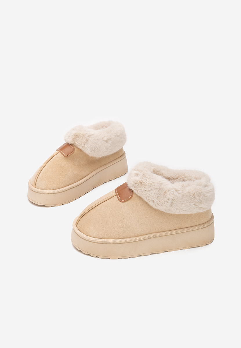 Elarva bézs telitalpú platform bokacsizma