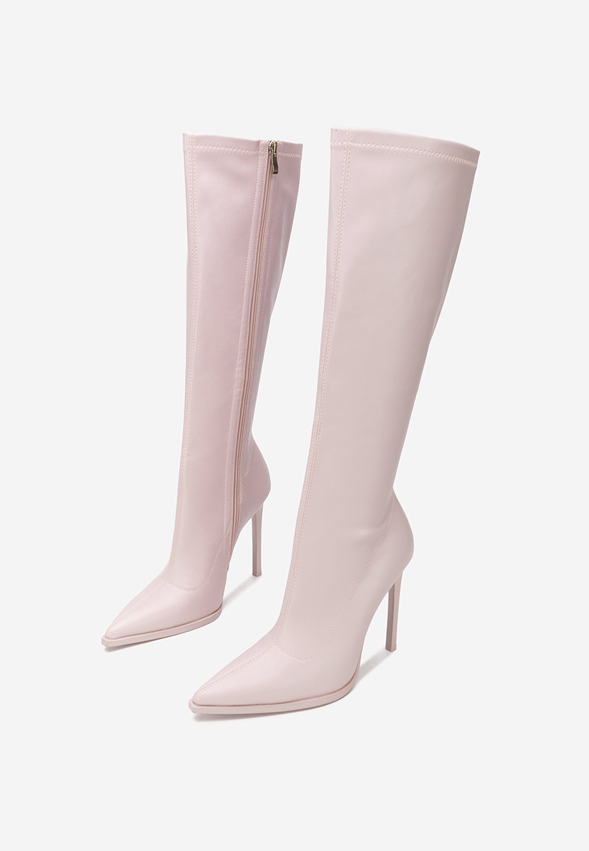 Larisia lila hosszú szárú tűsarkú csizma