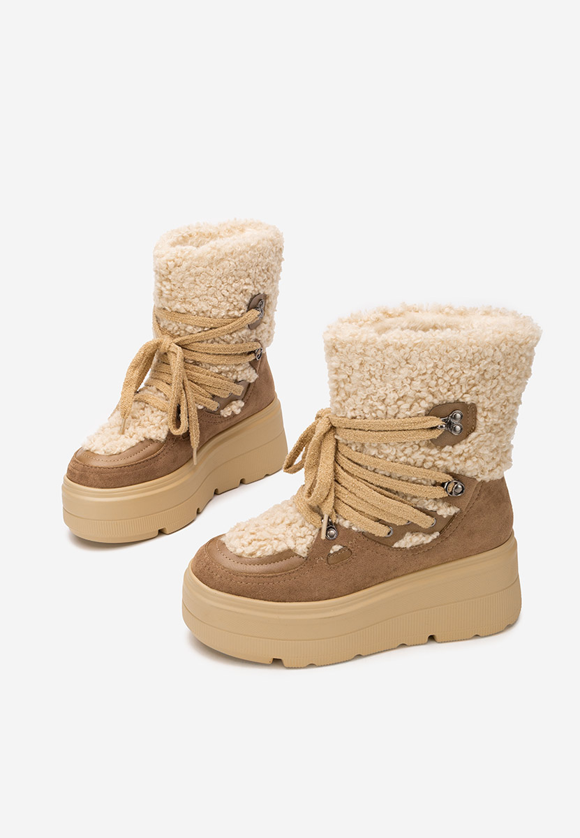 Norelia bézs telitalpú platform bokacsizma