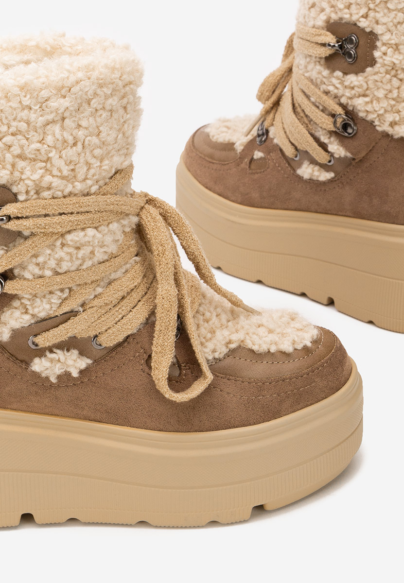 Norelia bézs telitalpú platform bokacsizma