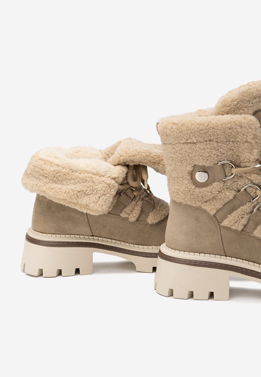 Kalindra khaki női téli bokacsizma