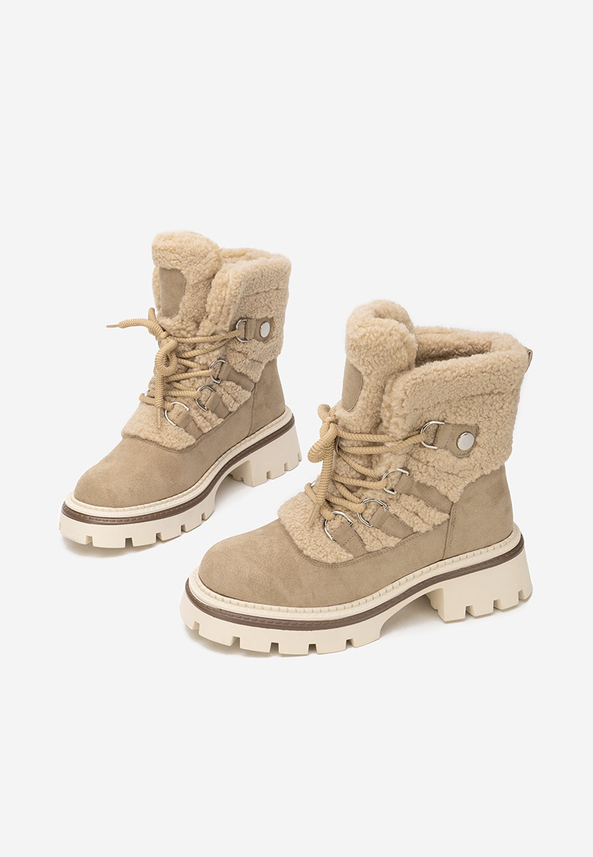 Kalindra khaki női téli bokacsizma